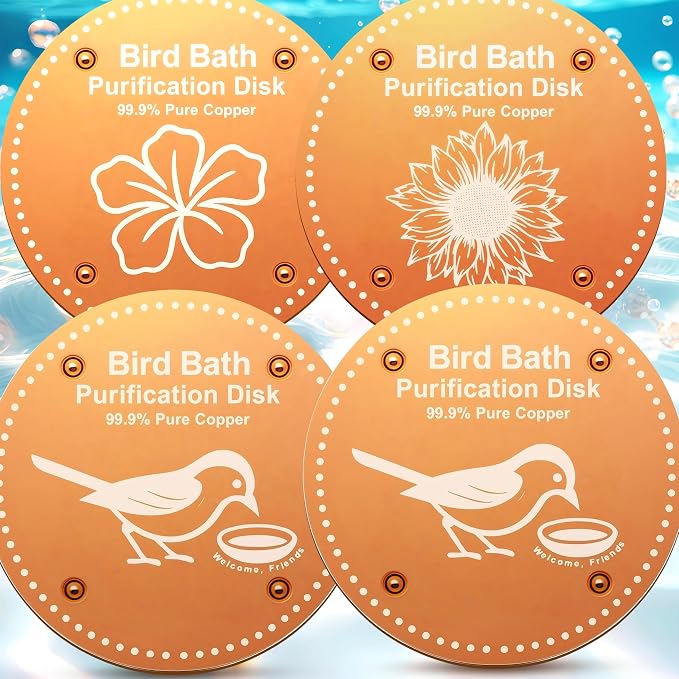 Bird Bath Purification Disk Pure Copper Outside Winter Solar Power Birdbath by OICEME