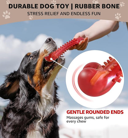 Dog Chew Toy for Aggressive Chewers, Tough Natural Rubber Bone - Image 2