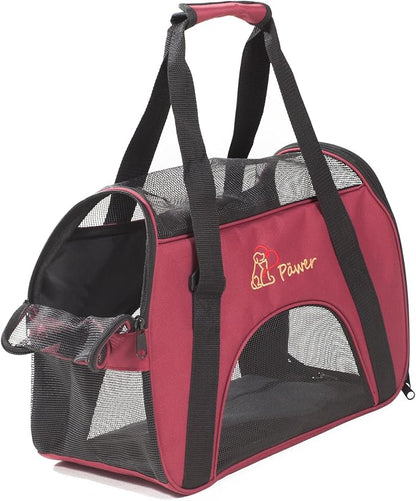 Pawer Soft-Sided Pet Carrier for Cat and Small Dog, Burgundy Color, Medium Size - Image 3