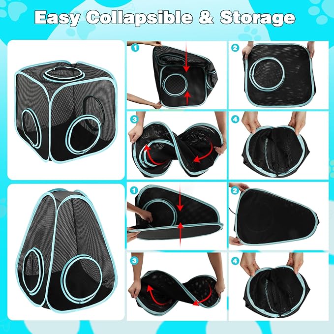9.45FT Outdoor Cat Enclosures Portable Cat Playhouse, Pop Up Cats Tent - Image 5