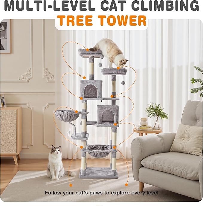 DUMOS Tall 71 inch Cat Tree Tower, Large Multi Level Cat Climbing Tower - Image 5