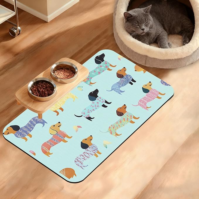 Dachshund Dog Cat Food Mat, Absorbent Waterproof Placemat by Unknown