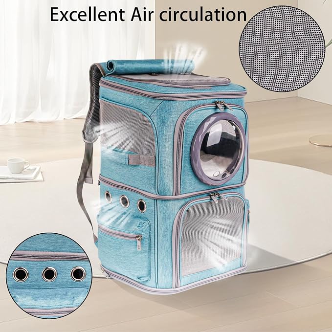 2-in-1 Pet Carrier Backpack for Two Cats or One Dog, Space Capsule Clear Bubble - Image 5
