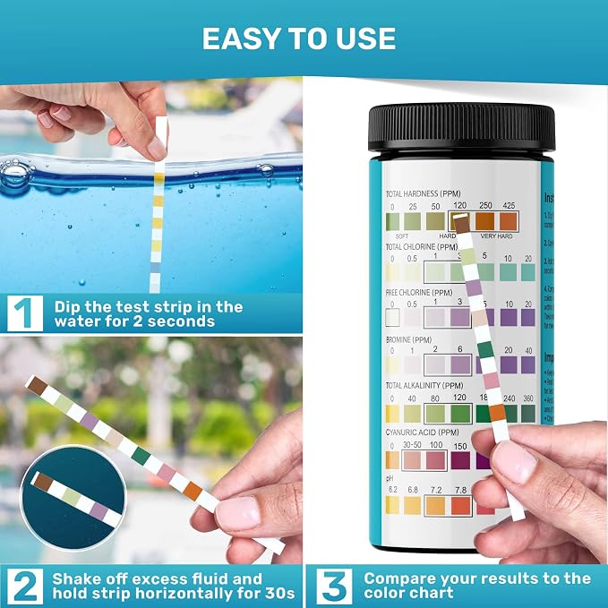 JNW 7-in-1 Pool Test Strips, 150 Quick & Accurate Test Strips - Image 7