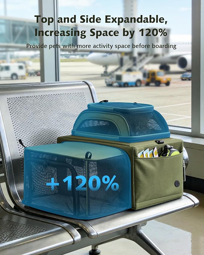 Pecute Top Side Expandable Pet Carrier Airline Approved Dog Cat Carrier - Image 3