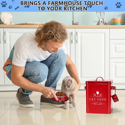 Meraki Home Farmhouse Cat Food and Treats Containers + Feed Scoop + Pet Food - Image 6