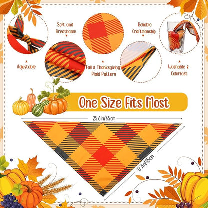 Sweetude 60 Pcs Fall Dog Bandanas Bulk Plaid Bandanas - Image 3