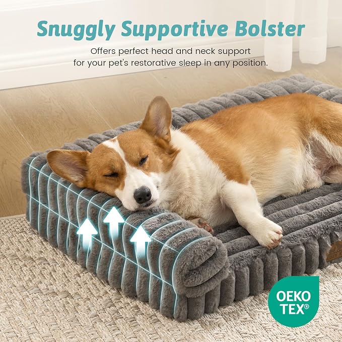 Cute Dog Bed for Small Dogs, Faux Rabbit Fur Orthopedic Foam Dog Bed - Image 7