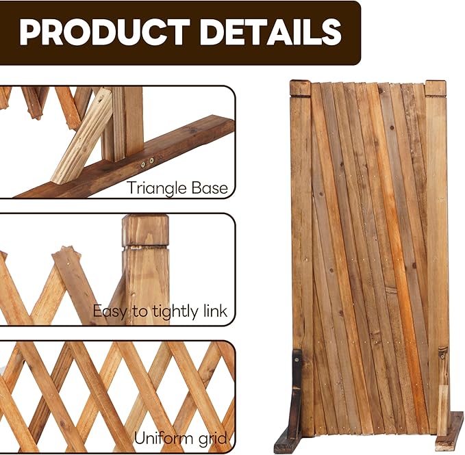 MYOYAY 2PCS Expandable Instant Fence Retractable Wooden Fence Wooden Pet Gate - Image 3