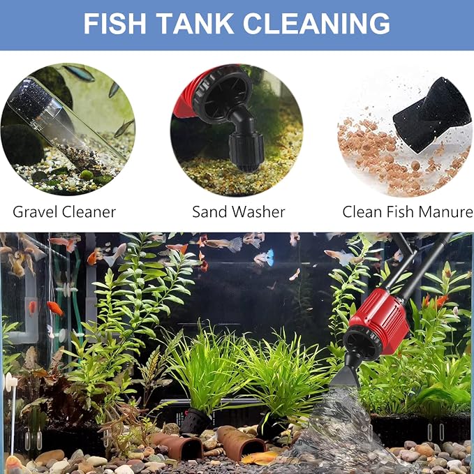 Aquarium Gravel Cleaner Siphon Kit, 6 in 1 Automatic Fish Tank Cleaning Tools - Image 4