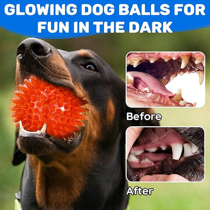 6 Pack 3.5" Light Up Squeaky Dog Toy Balls, Spiky Dog Balls - Image 6