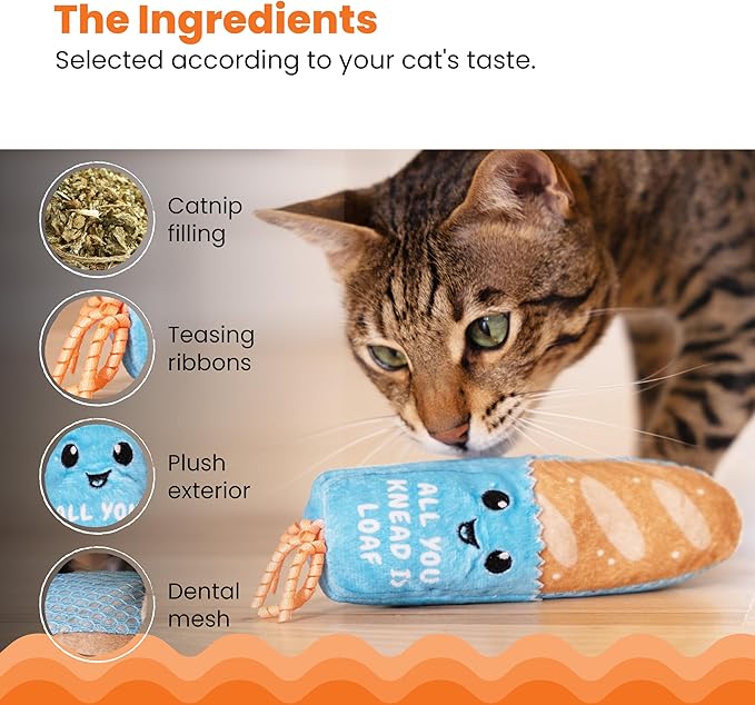 Catstages Loaf Kicker Toy with Catnip and Dental Mesh, Bread Shape, Plush and - Image 4