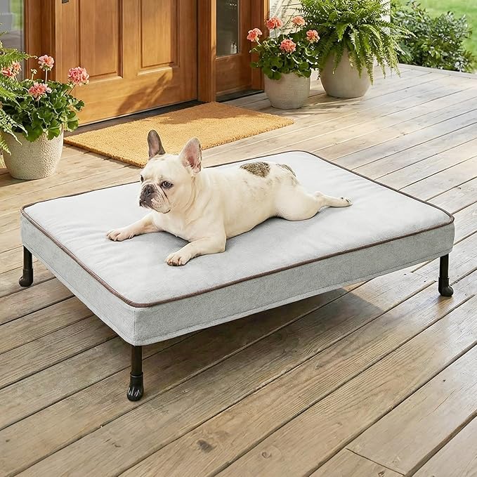 Veehoo Elevated Dog Bed with Waterproof Cushion Mat, Cooling Raised Dog Beds by Veehoo