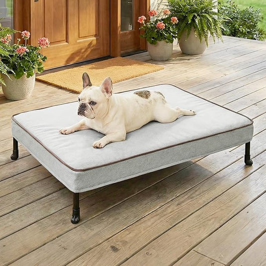 Veehoo Elevated Dog Bed with Waterproof Cushion Mat, Cooling Raised Dog Beds by Veehoo