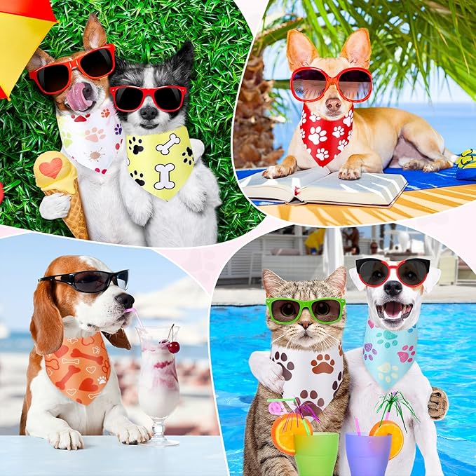 Abbylike 50 Pcs Paw Print Dog Bandanas Bulk Cute Footprint Bandanas - Image 4