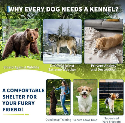 Large Dog Kennel Outdoor with Roof Heavy Duty Dog Enclosure Outside Pet Fence - Image 7