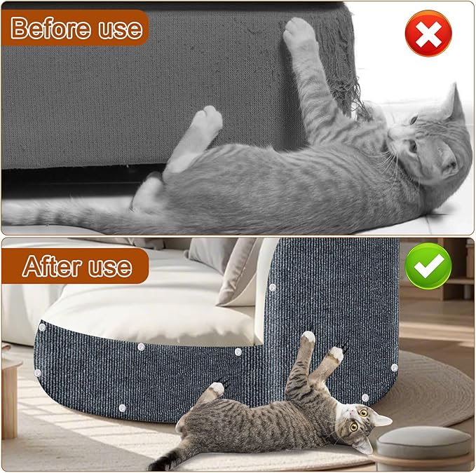 Cat Scratch Mat, 118.5"x15.9" Trimmable Self-Adhesive Cats Scratch Carpet - Image 4