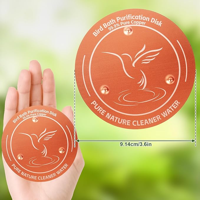 2 Pack Bird Bath Copper Disk, 99.99% Pure Copper Purification Disk - Image 6