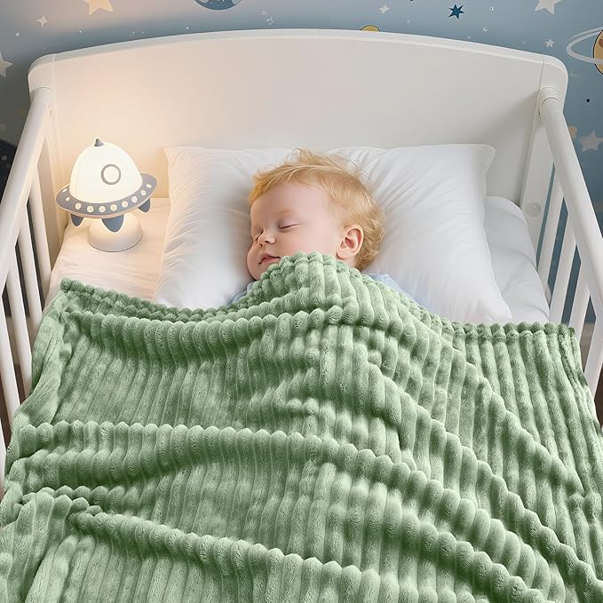 Soft Fleece Baby Blanket Ultra Cozy Green Baby Blankets - Image 3