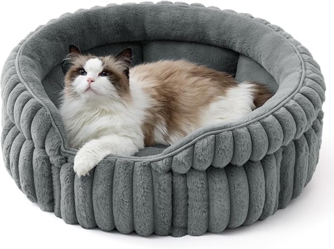 Bedsure ComfyFleece™ Cat Bed, Washable Round Cute Cat Beds by BEDSURE