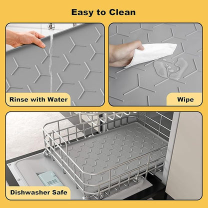 Pieviev 34''x22'' Dog Cat Food Bowl Mat, Silicone Waterproof Food Grade Pet - Image 6