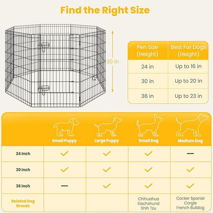 Yaheetech 34" High 8 Panel Foldable Metal Dog Exercise Pen Pet Playpen Dog - Image 6