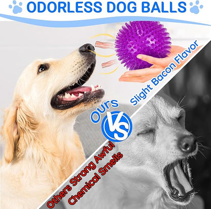 4-Pack Large Squeaky Dog Balls, 4.5" Rubber Spiky Dog Balls - Image 3
