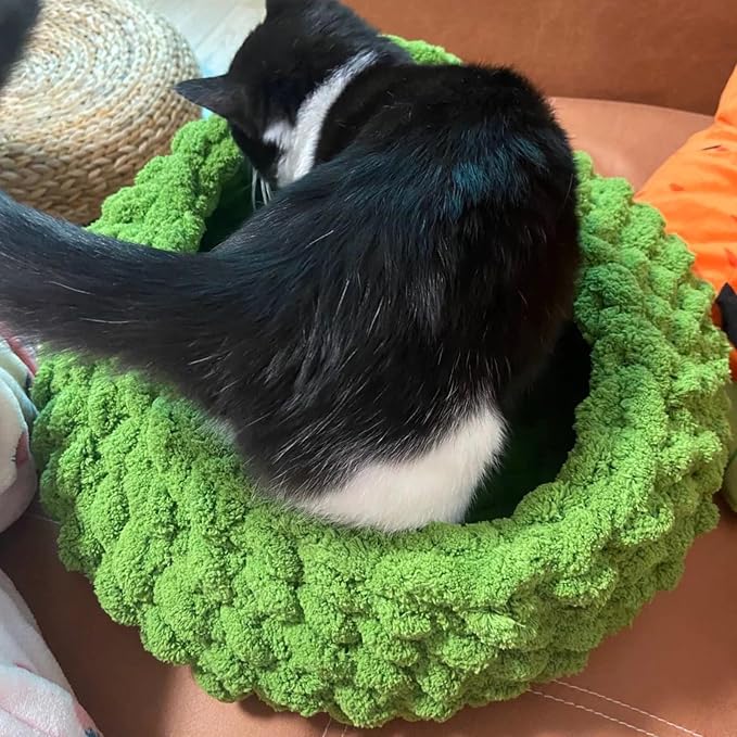 Cat Nest Bed - Premium Self Warming Handwoven Washable Extra Soft Round Cave - Image 3