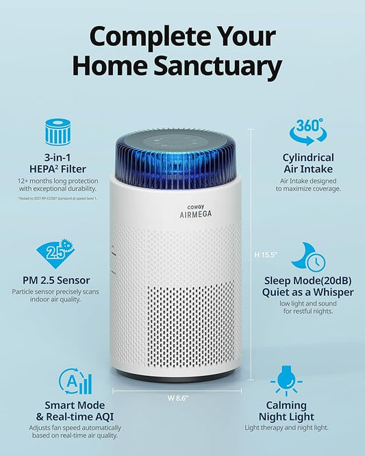 COWAY Air Purifiers for Home up to 810 ft², HEPA Filter and Carbon Filter for - Image 2