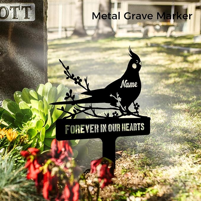 Personalized Cockatiel Memorial Stake – Custom Pet Parrot Bird Grave Marker - Image 3