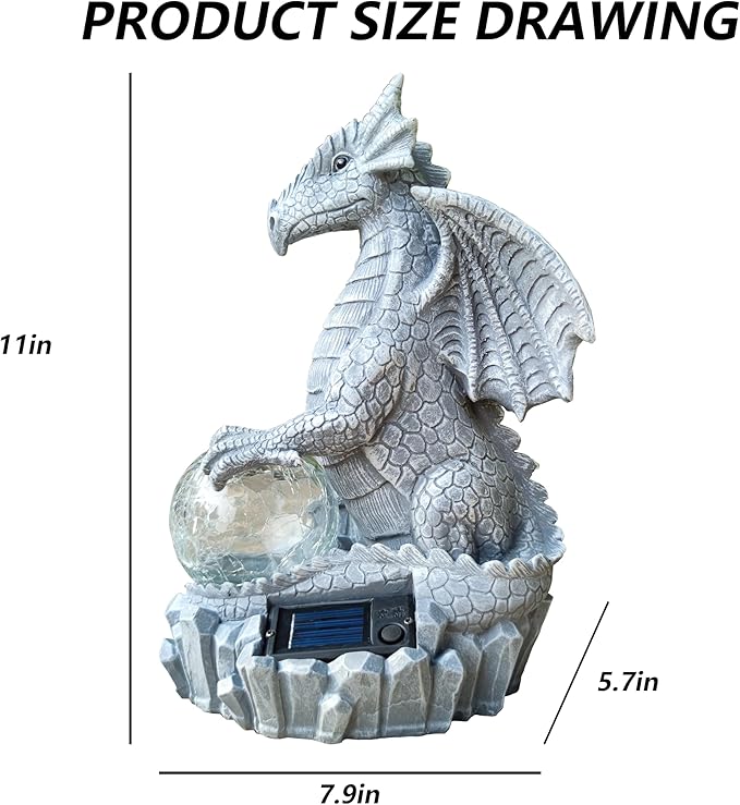 Dragon Solar Garden Statues Outdoor Decoration - Image 3