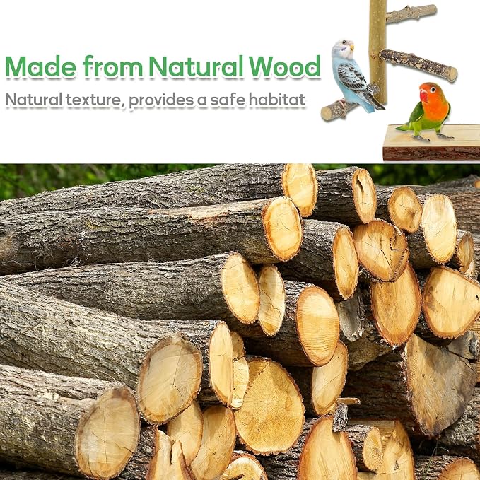 7PCS Natural Wood Bird Perches for Cage, Bird Parrot Parakeet Perch Stand - Image 4