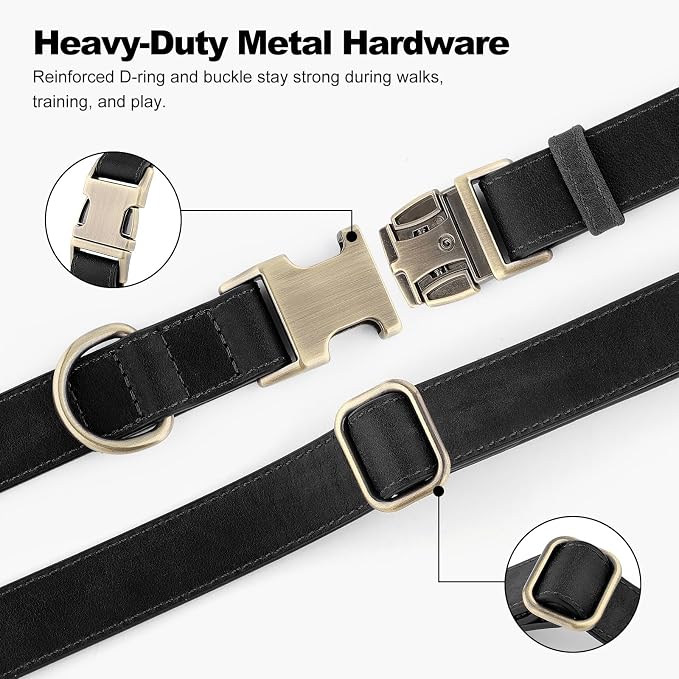 Plutus Pet Genuine Leather Dog Collar – Adjustable Pet Collar - Image 5