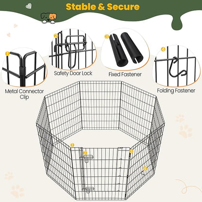 Yaheetech 34" High 8 Panel Foldable Metal Dog Exercise Pen Pet Playpen Dog - Image 3
