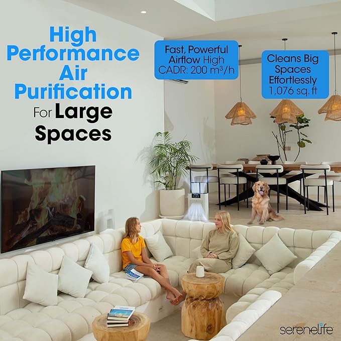 SereneLife HEPA Air Purifier for Home – Smart WiFi & App Control, Ultra-Quiet - Image 2