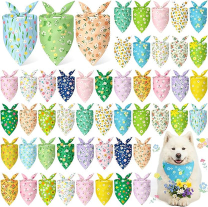 Abbylike 50 Pieces Spring Dog Bandanas Bulk Flower Daisy Sunflower Dog Bandanas by Abbylike
