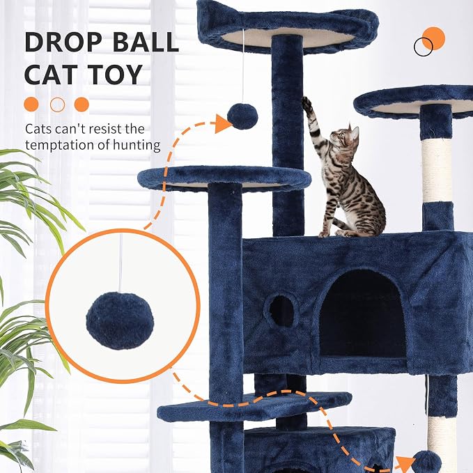 Cat Tree for Indoor Cats, Space Saving Cat Activity Center, Durable Pet Play - Image 5