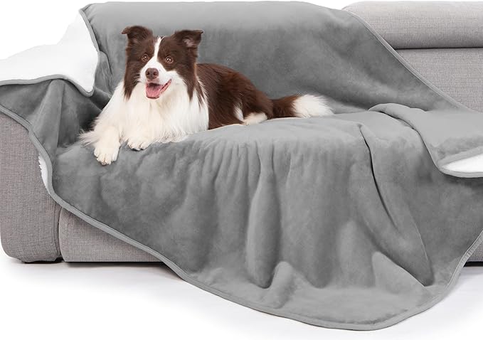 gogobunny Waterproof Bed Blanket, Reversible Sherpa Fleece Throw Blanket by gogobunny