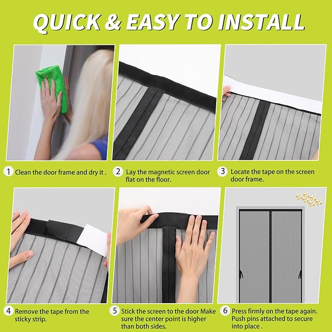 Magnetic Screen Door for 48 x 83 Inch French Door, Screen Itself Size: 50" x 84" - Image 4