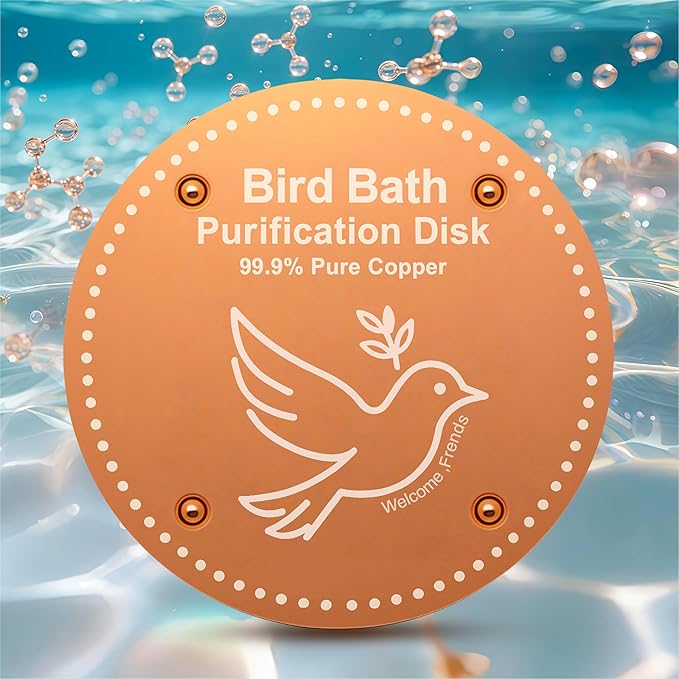 Bird Bath Purification Disk Pure Copper Outside Winter Solar Power Birdbath by OICEME