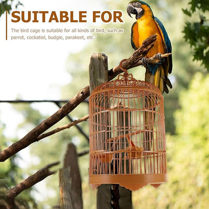 VILLCASE Round Bird Cage for Small Birds, 9.8" X 17.6 “ Plastic Travel Carrier - Image 4