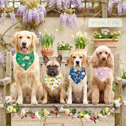 Abbylike 50 Pieces Spring Dog Bandanas Bulk Flower Daisy Sunflower Dog Bandanas - Image 6