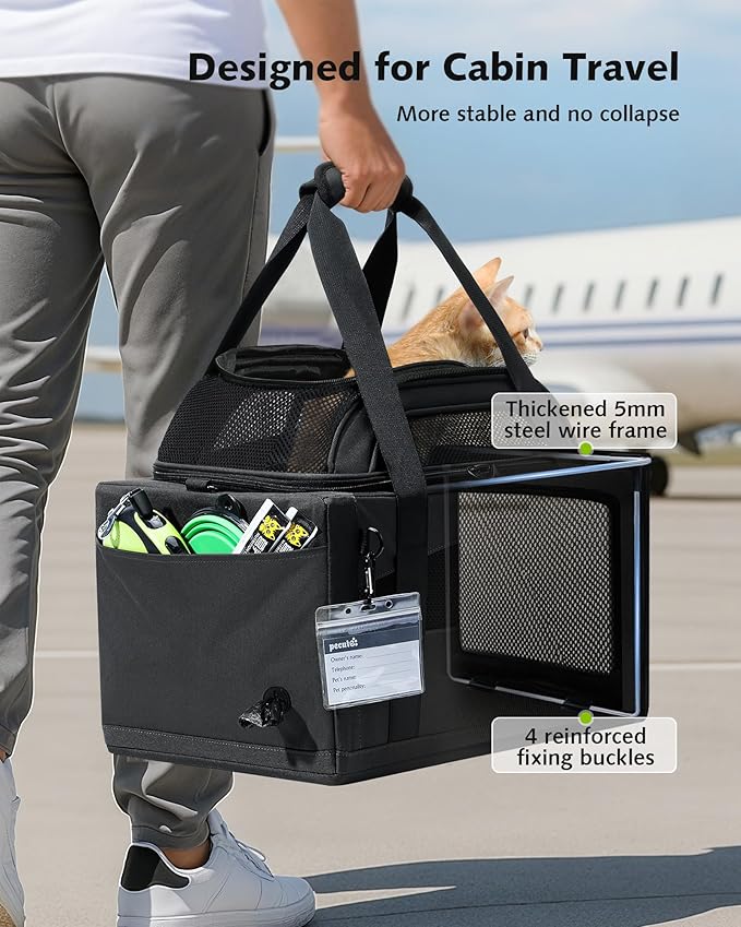 Pecute Expandable Pet Carrier Airline Approved Dog Cat Carrier, Breathable - Image 2