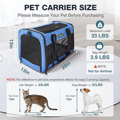 Dog Carriers for Small Dogs, Large Cat & Bunny, Foldable Soft-Sided Pet Travel - Image 3