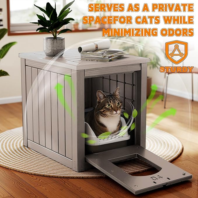 Cat Litter Box Enclosure, Openable Front Door & Raised Floor - Image 3