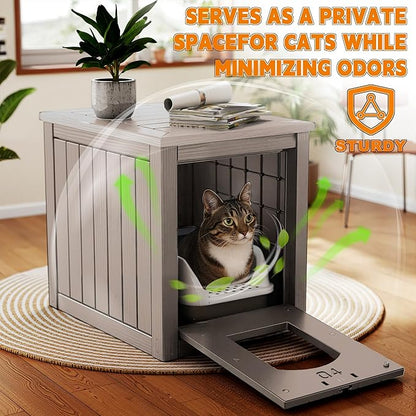Cat Litter Box Enclosure, Openable Front Door & Raised Floor - Image 3