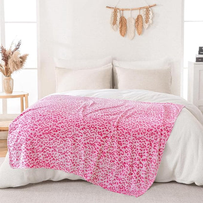 Bnuitland Pink Leopard Print Flannel Throw Blanket, 300 GSM Double Sided Fuzzy - Image 4