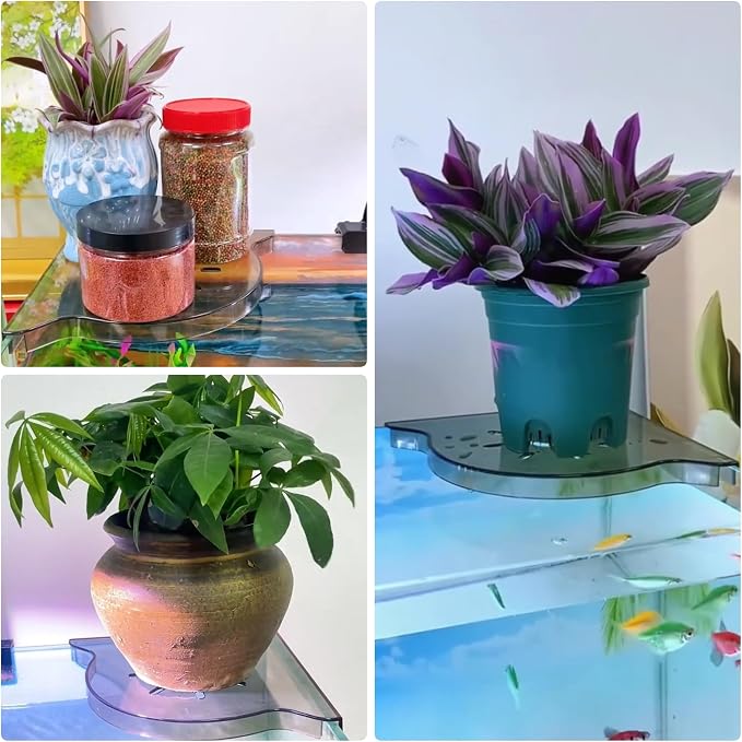 Aquarium Plant Holder for Rimless Fish Tank – 2 Pcs Corner Shelf for Fish Tank - Image 6