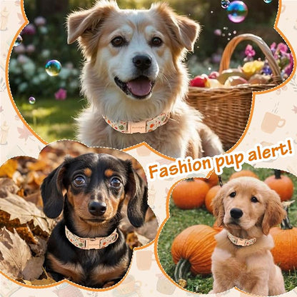 Autumn Dog Collar，Soft Cotton Handmade Pet Collar - Image 3