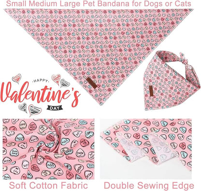Valentine Dog Bandana, Cotton Pet Kerchief - Image 4